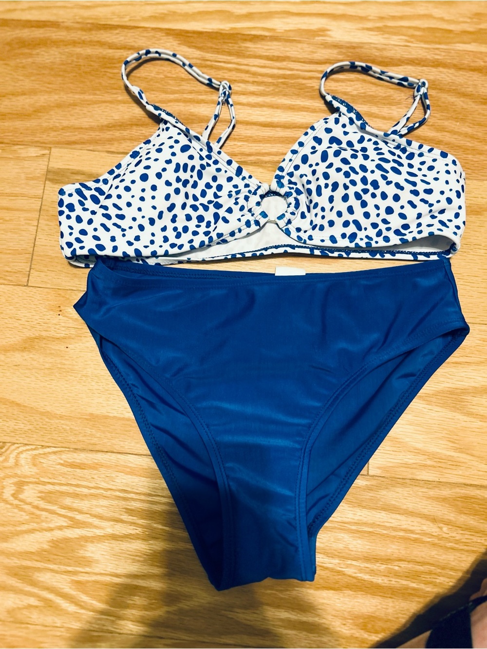 SHEIN White & Blue Polka Dot Kids Bikini Set
